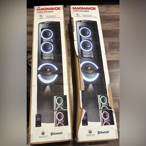 2 Magnavox Tower Speakers w/ Bluetooth